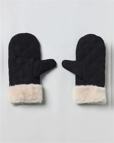 Black Quilt Winter Mittens