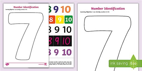 I Can Identify The Number 7 Worksheet | Twinkl
