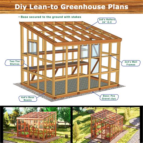 Lean-to Greenhouse Plans With Shelves, DIY 9x12 Greenhouse Build Guide ...