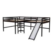 Buy Cfowner L-Shaped Loft Bed with Slide, Wood Full Size Low Loft Bed ...