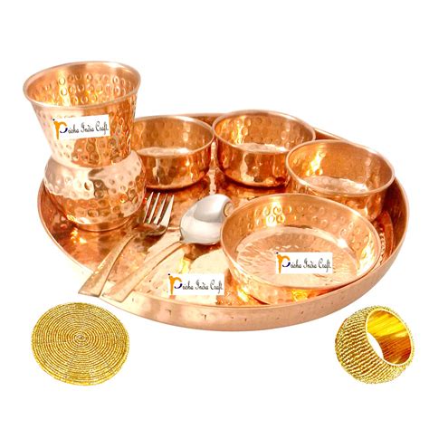 Prisha India Craft Pure Copper Dinner Thali Set, Serveware & Dinnerware ...