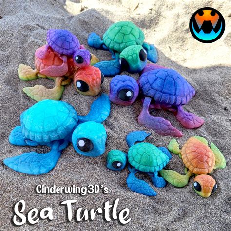 🐢 Sea Turtle, Easy Flexible Critter, Sea Life・ 3D File for 3D printing ...