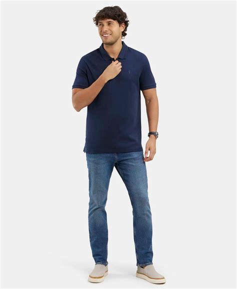 Buy Super Combed Cotton Rich Solid Half Sleeve Polo T-Shirt - Navy 3912 ...