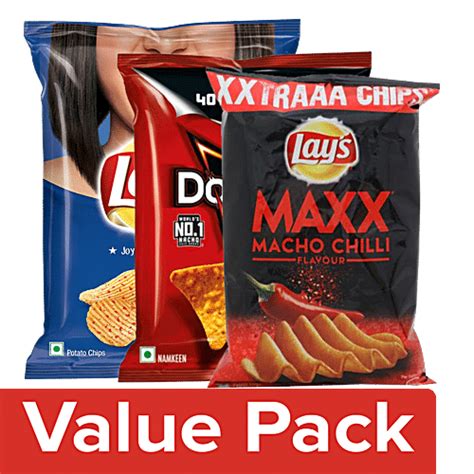 Buy bb Combo Lays Potato Chips Magic Masala 90g+Maxx Macho Chilli 57g ...