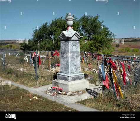 1890 battle of Wounded Knee monument in cemetery Pine Ridge reservation ...