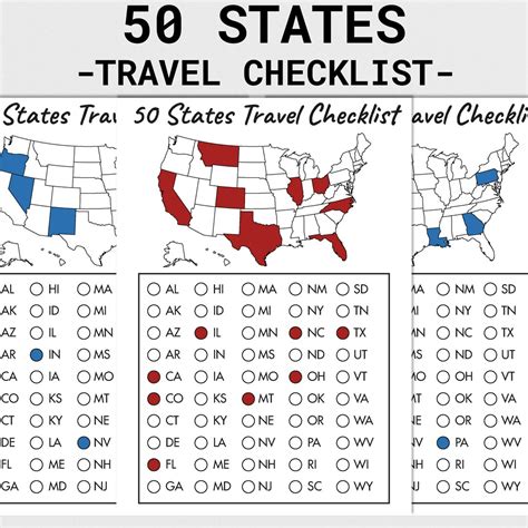 50 US States Checklist 50 States Challenge United States Map Planner ...