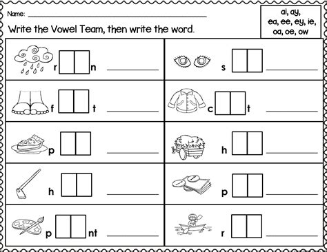 Vowel Team Practice Worksheets