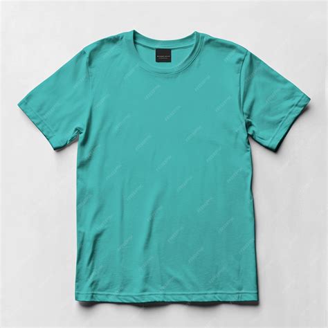 Teal color Blank crew neck tshirt mockup in front view on white ...