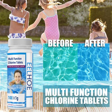 50 Pcs Chlorine Tablets Multifunction Instant Disinfection For Swimming ...