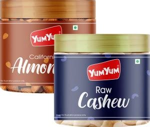 YUM YUM Premium California Almond (200g) and Cashew Nut (200g) 400g Dry ...