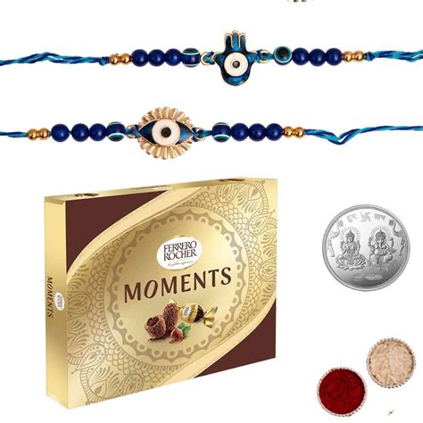 CraftVatika Ferrero Rakhi Combo Chocolate Gift Hamper | Set of 2 Rakhi ...