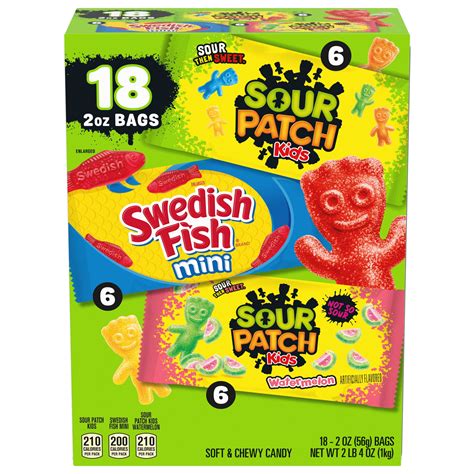 SOUR PATCH KIDS and SWEDISH FISH Mini Soft & Chewy Candy Variety Pack ...