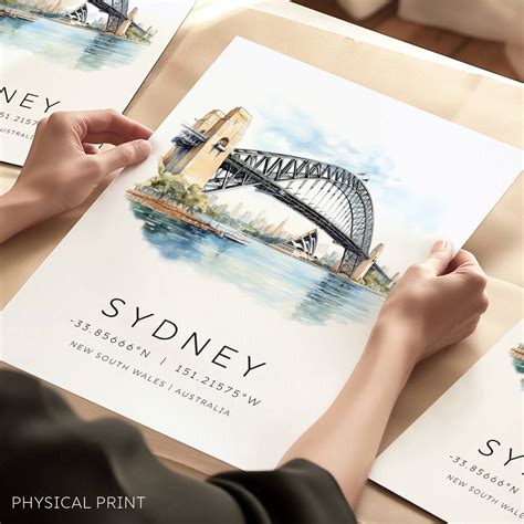 Sydney Australia Travel Landmark Poster With Map Coordinates By Ottie ...