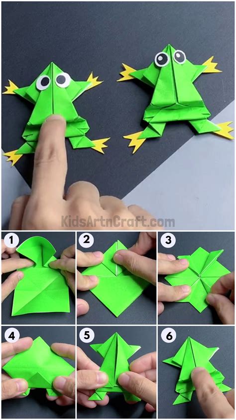 How to Make Origami Paper Frog Step-by-Step Instructions - Kids Art & Craft
