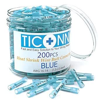 TICONN 200PCS AWG 16ââ‚¬â€œ14 Heat Shrink Butt Connectors Kit ...