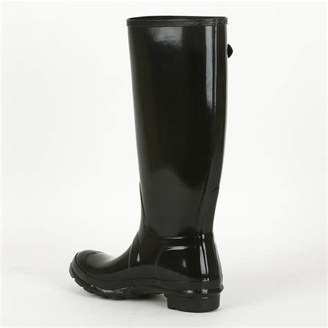 Hunter Womens Original Tall Gloss Wellington Boots in Black, Size 3 ...