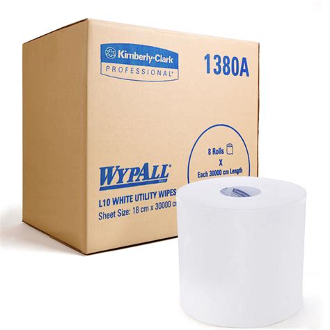 WypAll® L10 Natural Utility Wipes (1380A), White, Multipurpose, 8 Rolls ...