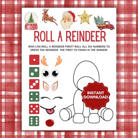 Roll a reindeer game christmas party games christmas dice game ...