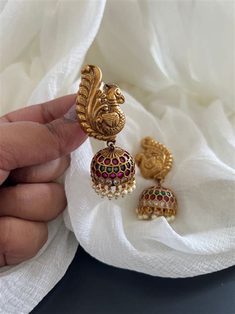 Nagas peacock kemp jhumkas – House of Jhumkas