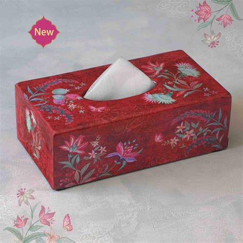 Buy Wild Flower Tissue Box Holder - Red At Kainaat Design