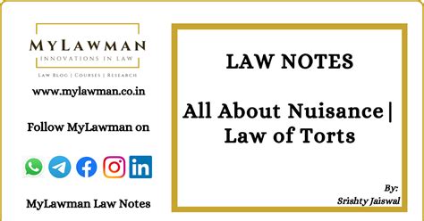 [Law Notes] All About Nuisance | Law of Torts by Srishty Jaiswal
