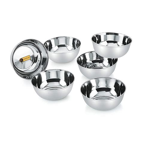 Buy Mirror Finish 500 ml Big Size Heavy Stainless Steel Bowls Katori ...