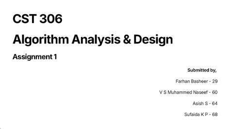 AAD Assignment 1 - CST 306 Algorithm Analysis & Design Assignment 1 ...