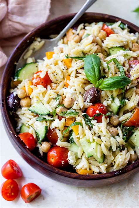 Greek Orzo Pasta Salad with Feta and Olives