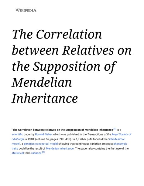 The Correlation between Relatives on the Supposition of Mendelian ...