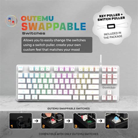 Cosmic Byte GK 37 Firefly White TKL Mechanical Keyboard