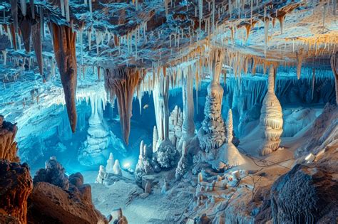 Premium Photo | Majestic Stalactite and Stalagmite Formations in ...
