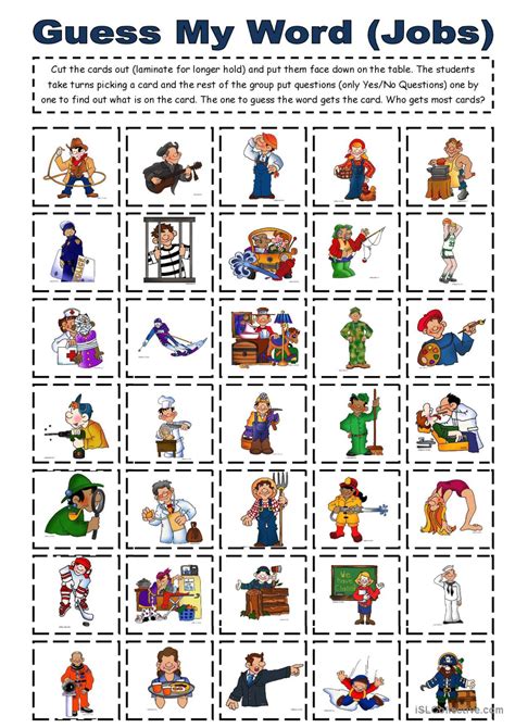 Guess My Word (Jobs) general gramma…: English ESL worksheets pdf & doc