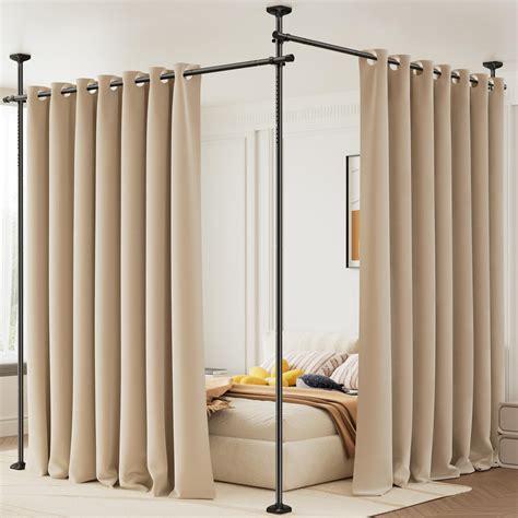 Bonpally Room Divider Curtain Rod, No Drilling Tension Rod for Room ...