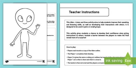Alien Following Directions Drawing Activity | F-2 | Twinkl