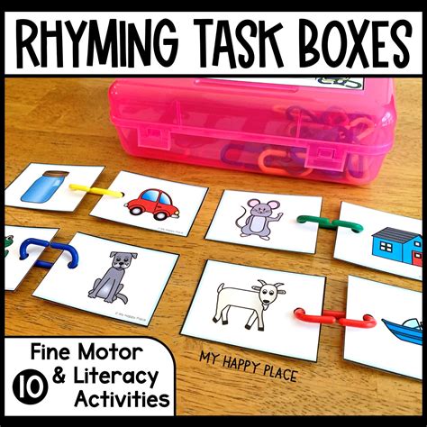 Rhyming Fine Motor Skills Task Boxes - My Happy Place Teaching