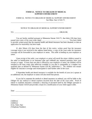 Notice of Order Requiring Obligor to Obtain Medical and Dental ...