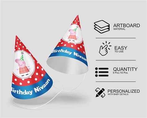 Peppa Pig Theme Boy Personalized Hat | Birthday Party Celebrations ...