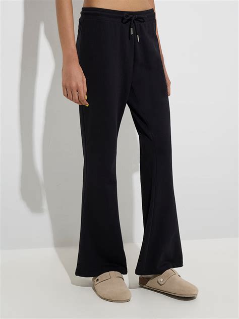 Buy Superstar Black Bootcut High-Rise Cotton-Blend Pants from Westside