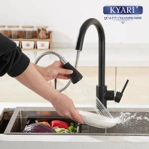 Kyari - Matte Black Luxury Hot & Cold Water Kitchen Sink Mixer Pull out ...