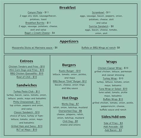 Image result for Rustic Golf Course Menu
