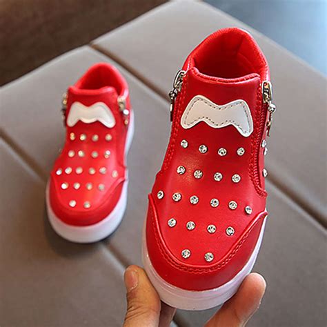 Shop Online Unisex Red Applique Text Zip Sneaker Led Shoes at ₹951
