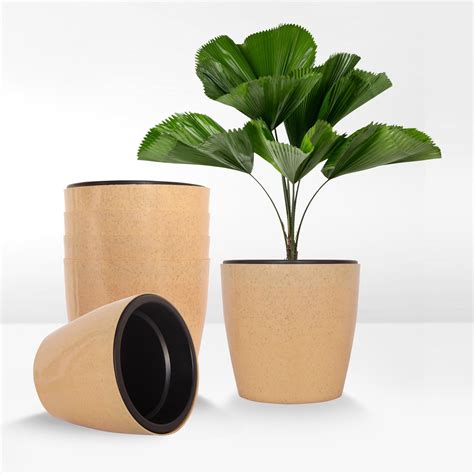 Nashway Self Watering Flower Pots - 7 inch (12 Pcs-Set of 6) for ...