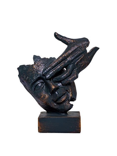 Buy | Gold-Toned & Brown Human Face Statue | Tied Ribbons