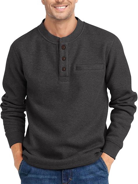 GENTS BLISS Henley Sweatshirts for Men Long Sleeve Crew Neck Men ...