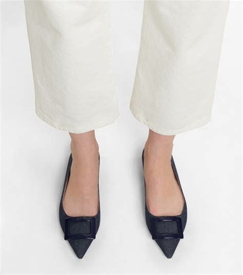 Roger Vivier Gommettine Ball denim ballet flats Roger Vivier
