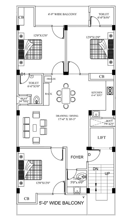 3 BHK 2D Floor Plan : 2D-Floor-Plan.jpeg