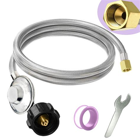 Buy Propane Hose with Regulator (6Ft) Stainless Braided Propane ...