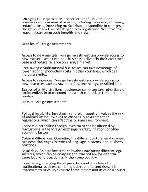 Changing organization and structure of multinational business ...