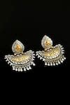 Buy Gold Plated Studs Dual Toned Diya Carved Earrings by Noor Online at ...