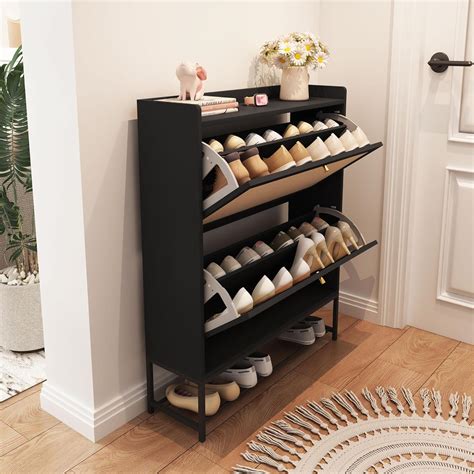 AVZEAR Shoe Cabinet, Shoe Cabinet Freestanding Tipping Bucket Shoe Rack ...